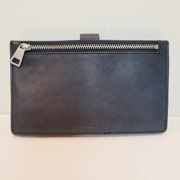 Fossil Vale Medium Tab Sorting Wallet Midnight Navy Clutch Purse - Picture 2 of 4